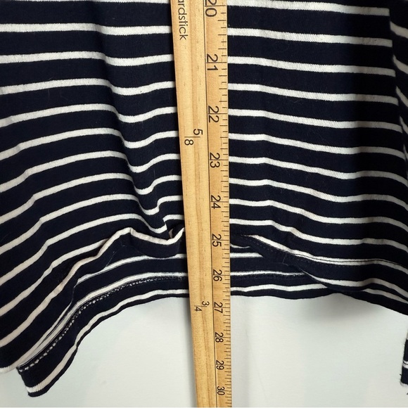Mod Ref Top Women Sz M Black White Striped Linen‎ Blend Long Sleeve Casual Basic - Picture 8 of 8